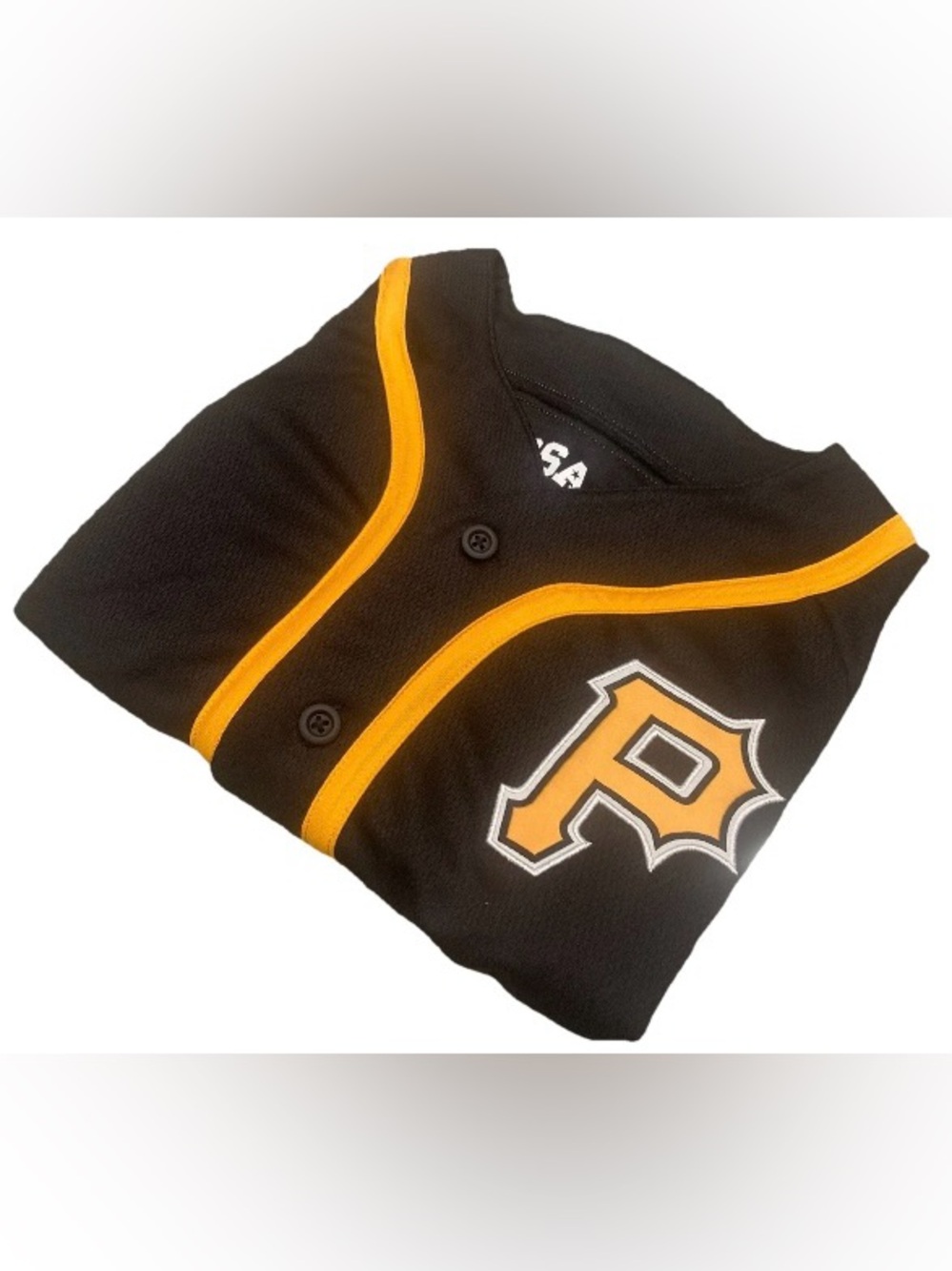 MLB Pittsburgh Pirates Men’s XL Black and Gold Button-Front Jersey NWT